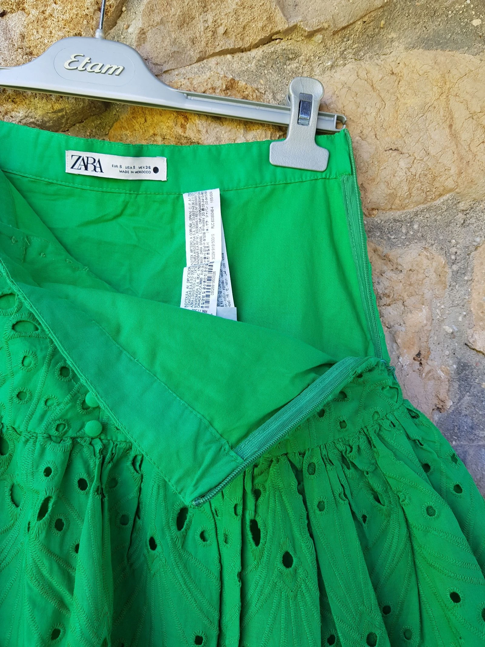 Saia mini verde bordada recortada Zara P – photo 6